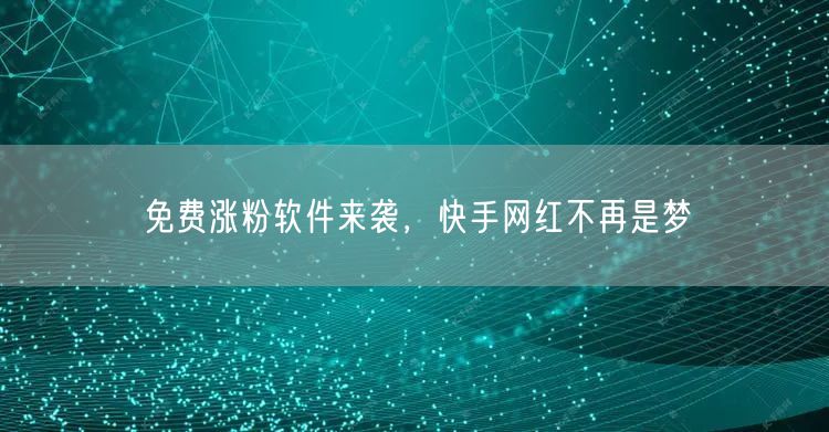 免费涨粉软件来袭，快手网红不再是梦